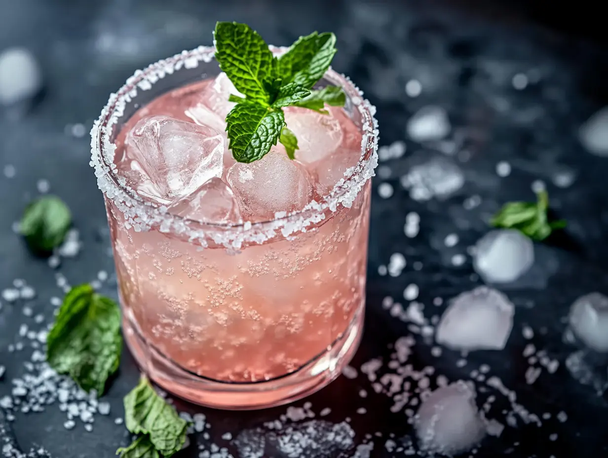 Glass of pink salt and vinegar drink with mint and ice — Pink Salt and Vinegar Recipe That Actually Helps with Weight Loss