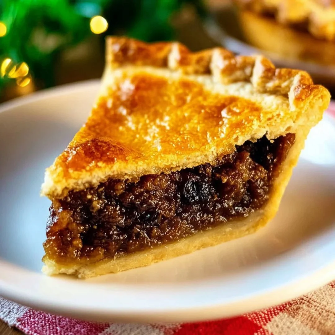 Homemade old-time mincemeat pie with a flaky crust and rich filling.