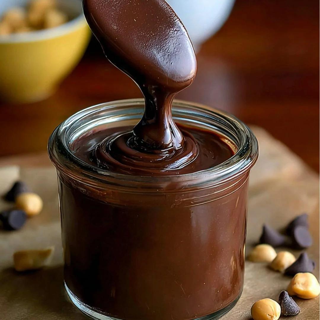 Delicious peanut butter hot fudge drizzled over ice cream