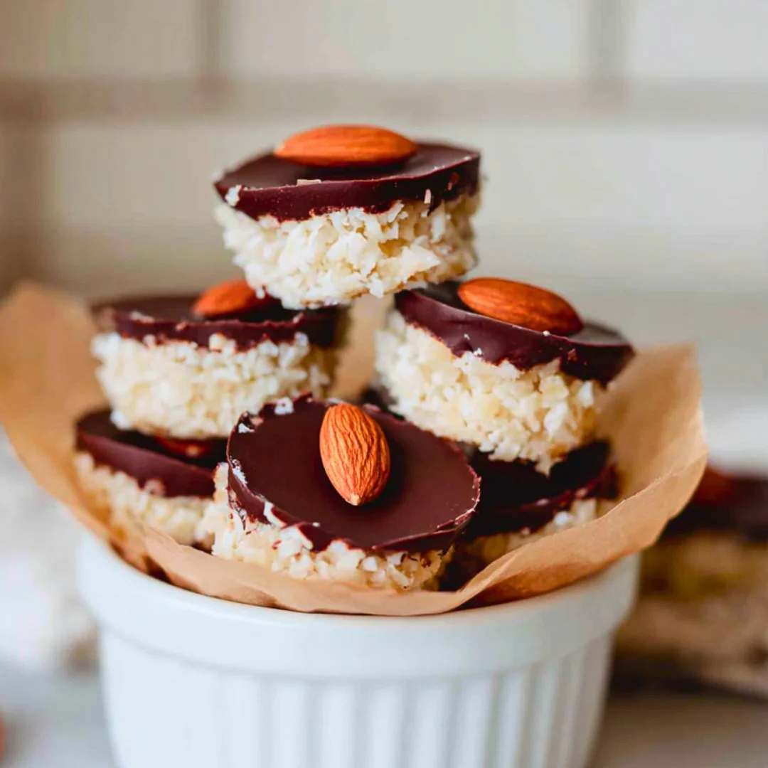 Healthy almond joys made with nutritious ingredients for guilt-free indulgence.
