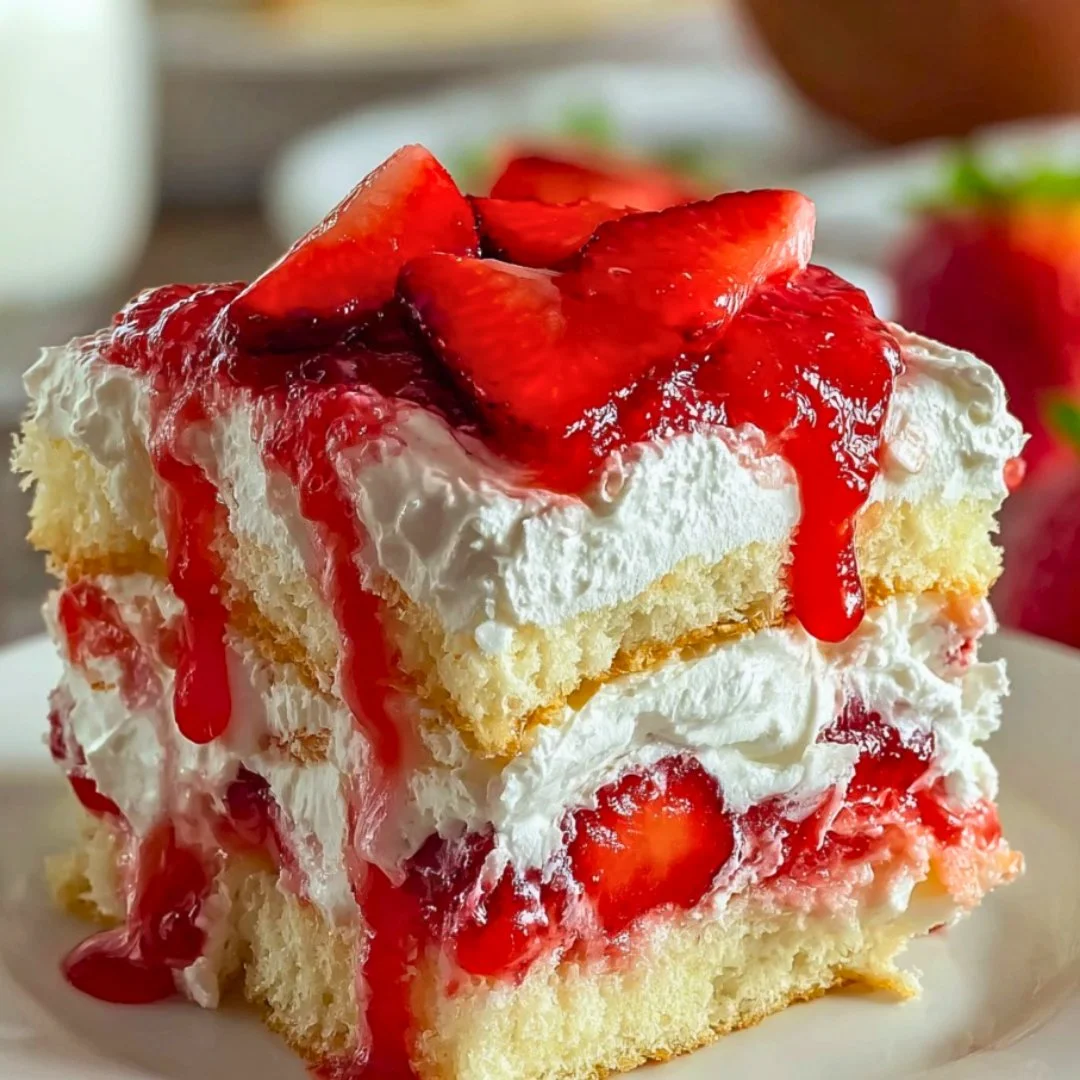 Heaven on Earth Cake with layers of cream and fruit toppings