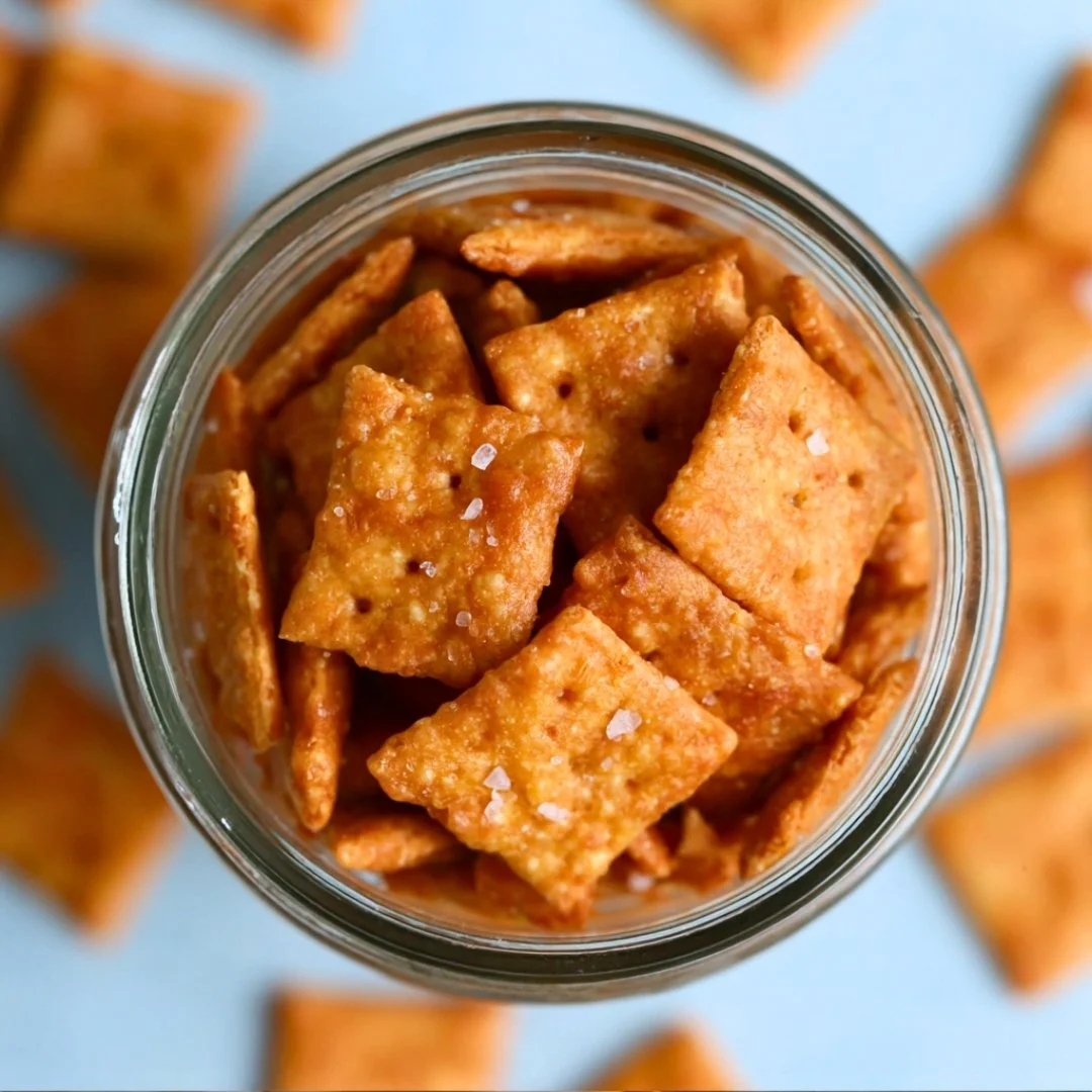 Homemade Sourdough Cheez Its with cheese and sourdough flavor