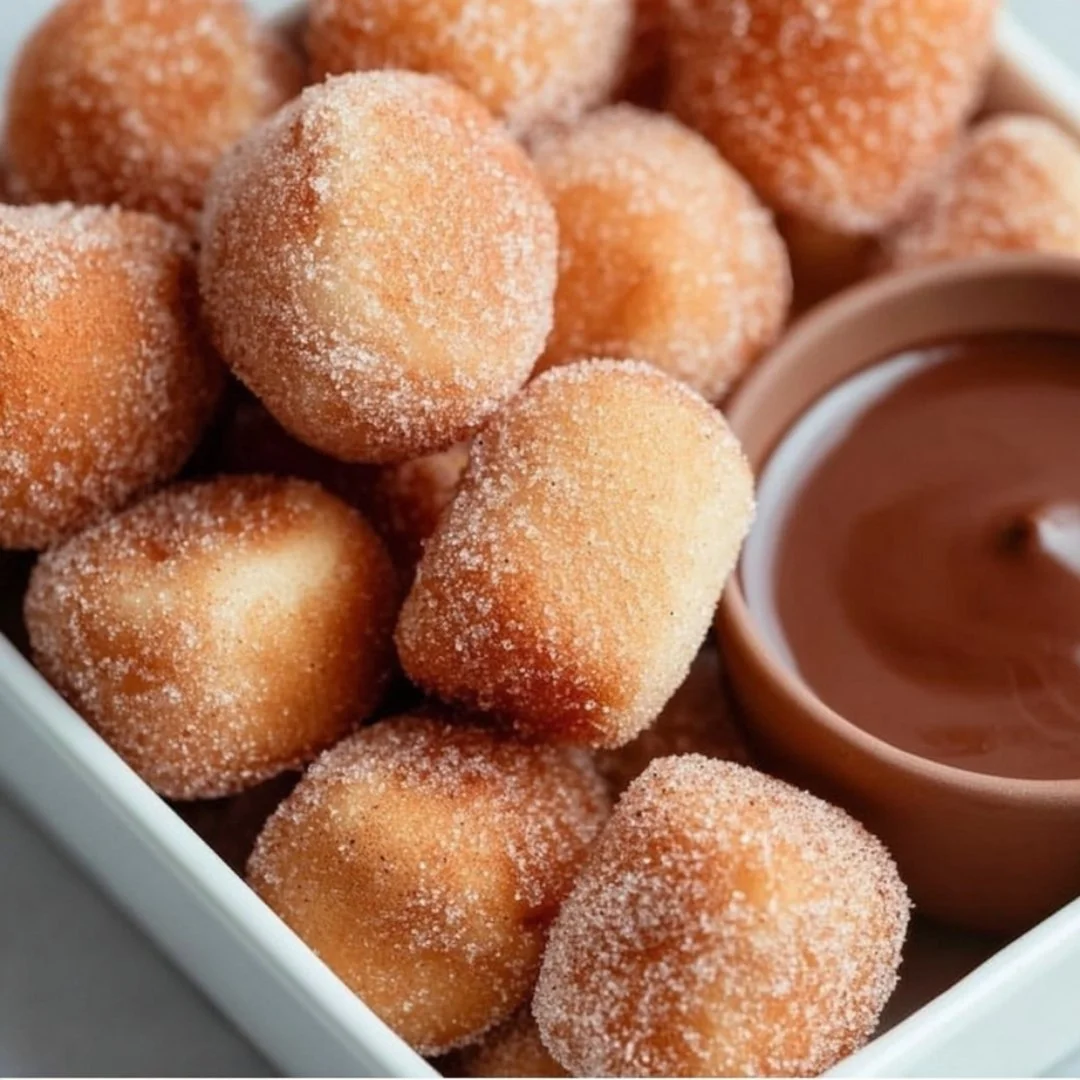 Delicious crispy air fryer churro bites sprinkled with cinnamon sugar