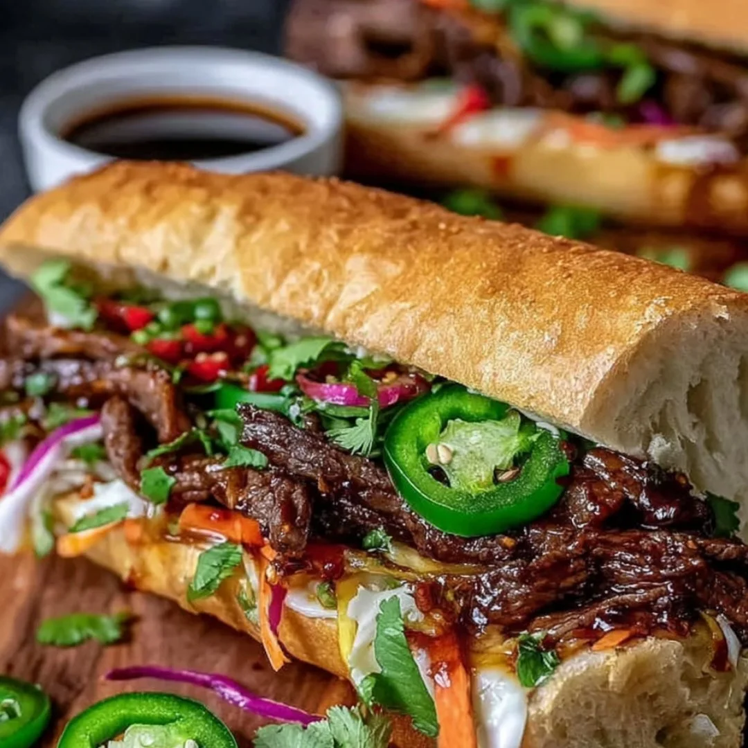 Delectable Korean steak sandwich with marinated beef and fresh vegetables
